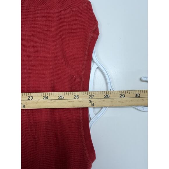 Aerie Womens Shirt Size Small Red Waffle Knit Long Sleeve - Picture 9 of 10